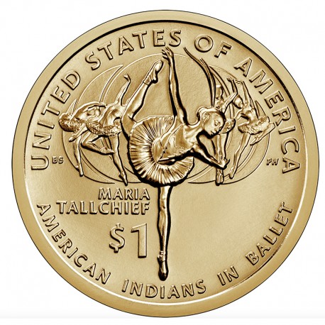 Монета 1 доллар США. Балерины-индейцы (Мария Толчиф). 2023 год