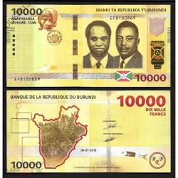 Бурунди 10 000 франк кәгазь акчасы. 2018 ел