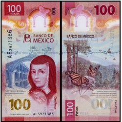 Банкнота 100 песо Мексика. 2021 год. ПЛАСТИК