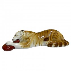 Фарфоровая статуэтка "Тигр с мясом". ЛФЗ