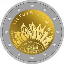 2 евро Литва. Вместе с Украиной. 2023 год
