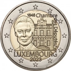 2 евро Люксембург.175 лет Палате депутатов Люксембурга и первой Конституции. 2023 год