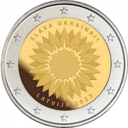 2 евро Латвия. Украинский подсолнух. 2023 год