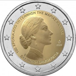 2 евро Греция. 100 лет со дня рождения Марии Каллас . 2023 год