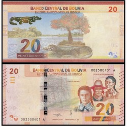 Банкнота 20 боливиано. 2018 год