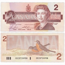 Банкнота 2 доллара Канада. 1986 год