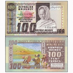 100 ариари Мадагаскар кәгазь акчасы.