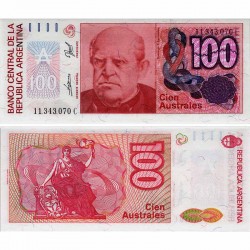 Банкнота 100 аустралей Аргентина. Фаустино Сармьенто