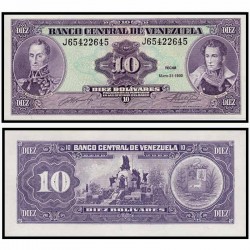 Банкнота 10 боливар Венесуэла. 1990 год