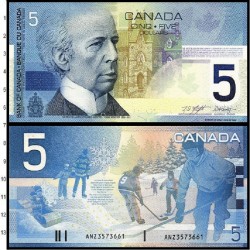 Банкнота 5 долларов Канада 2002 год.