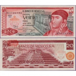 Банкнота 20 песо Мексика. 1976 год.