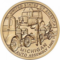 Монета 1 доллар США. Конвейерная линия для сборки автомобиля (Мичиган). 2025 год