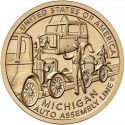 Монета 1 доллар США. Конвейерная линия для сборки автомобиля (Мичиган). 2025 год