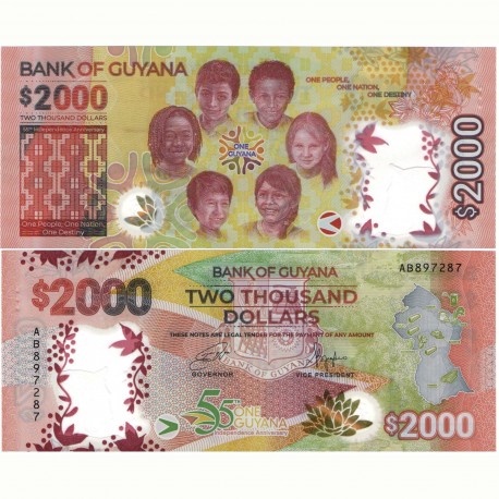 2000 доллар Гайана кәгазь акчасы