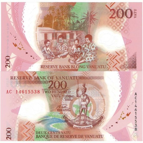 Банкнота 200 вату Вануату. Пластик