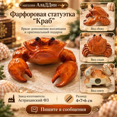Краб фарфор статуэткасы