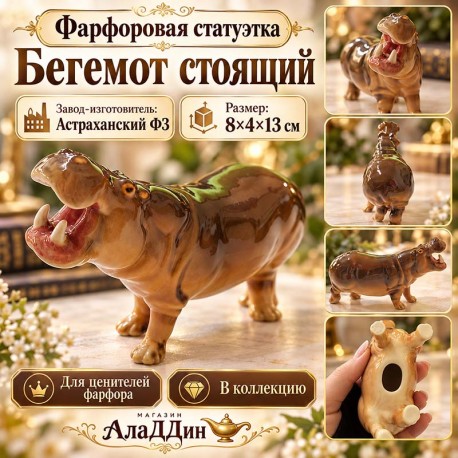Басып торган Бегемот фарфор статуэткасы