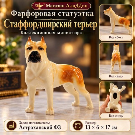 Фарфоровая статуэтка Стаффордширский терьер