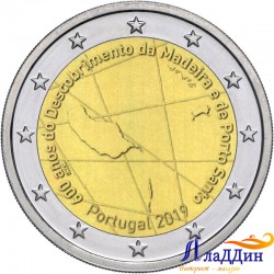 2 евро Португалия. 600-летие открытия острова Мадейра. 2019 год