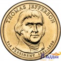 Монета 1 доллар Томас Джефферсон 3-ий президент США