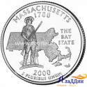 Монета 25 центов штат США Массачусетс. 2000 год