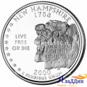 Монета 25 центов штат США Нью-Гэмпшир. 2000 год