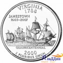 Монета 25 центов штат США Виргиния. 2000 год