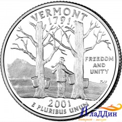 Монета 25 центов штат США Вермонт. 2001 год