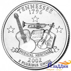 Монета 25 центов штат США Теннессии. 2002 год