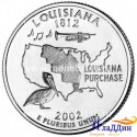 Монета 25 центов штат США Луизиана. 2002 год