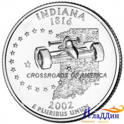 Монета 25 центов штат США Индиана. 2002 год