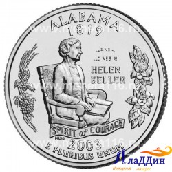 Монета 25 центов штат США Алабама. 2003 год