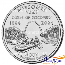 Монета 25 центов штат США Миссури. 2003 год