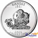 Монета 25 центов штат США Канзас. 2005 год