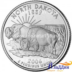 Монета 25 центов штат США Северная Дакота. 2006 год