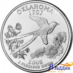 Монета 25 центов штат США Оклахома. 2008 год
