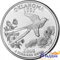 Монета 25 центов штат США Оклахома. 2008 год