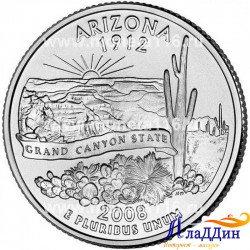 Монета 25 центов штат США Аризона. 2008 год