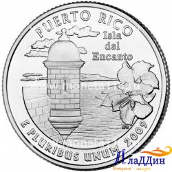 Монета 25 центов Пуэрто-Рико США. 2009 год