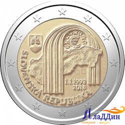 2 евро. 25 лет Словацкой Республики.